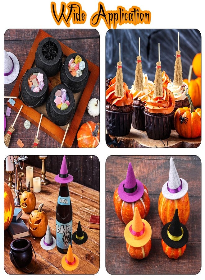 FOIMAS 37pcs Mini Witch Hats Black Candy Cauldron and Witch Brooms for Halloween Craft Accessories Table Decoration Supply - Image 4